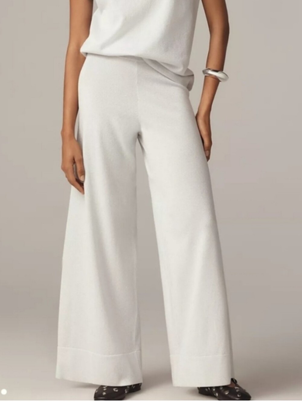 NWT PILCRO Light Gray Shimmer Wide Leg Sweater  Pants
